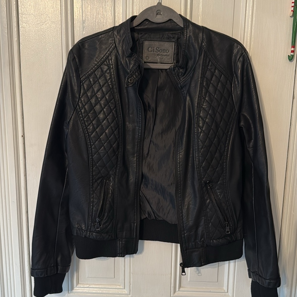CI SONO Faux Leather Womens Bomber Jacket
